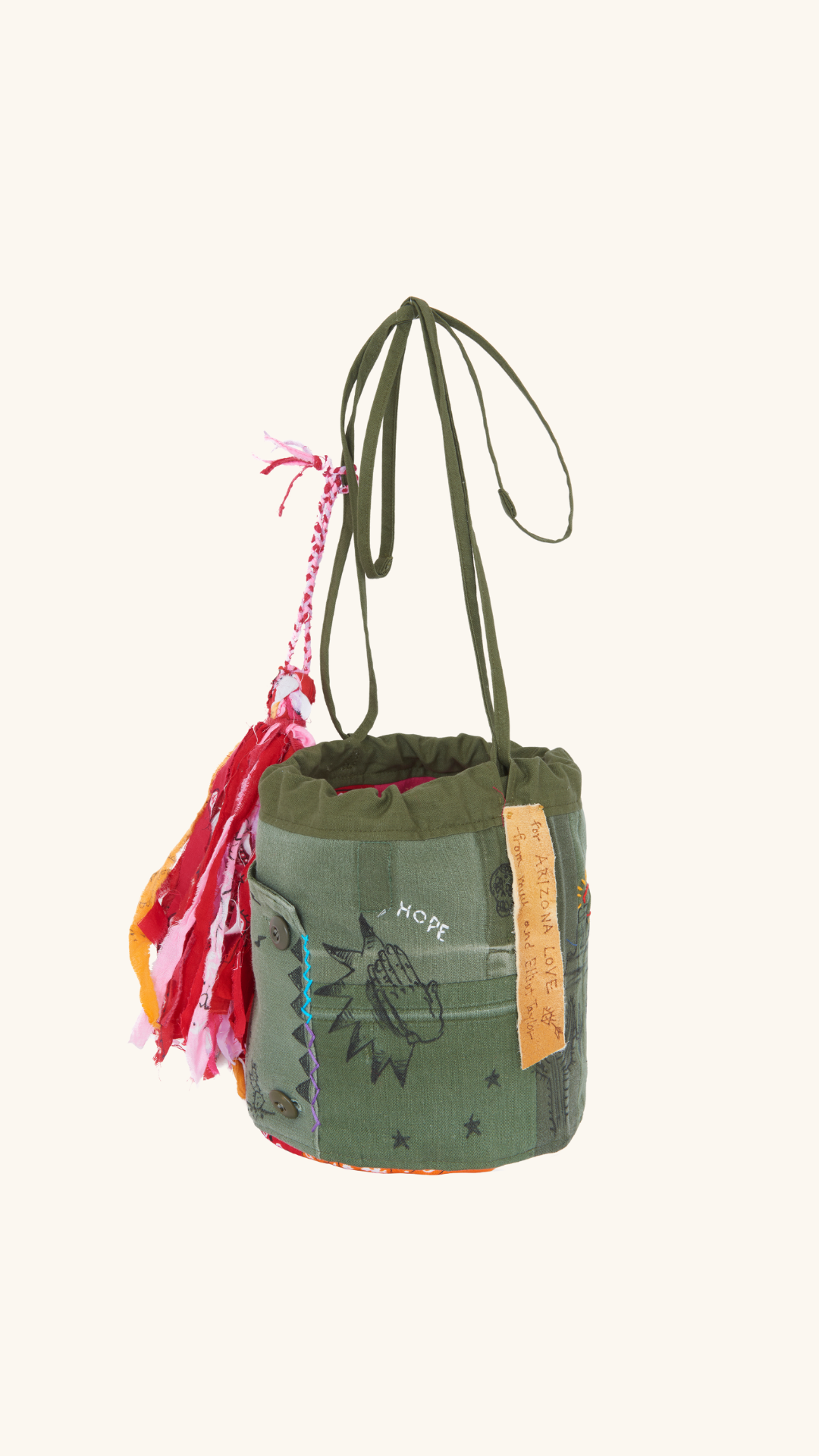 Sac bandana militaire kaki & rouge
