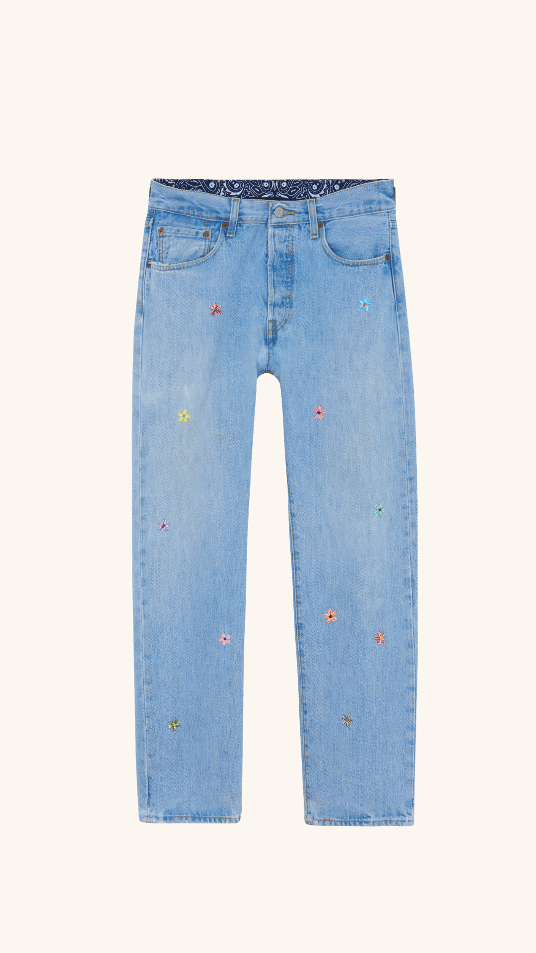 Jean vintage à fleurs