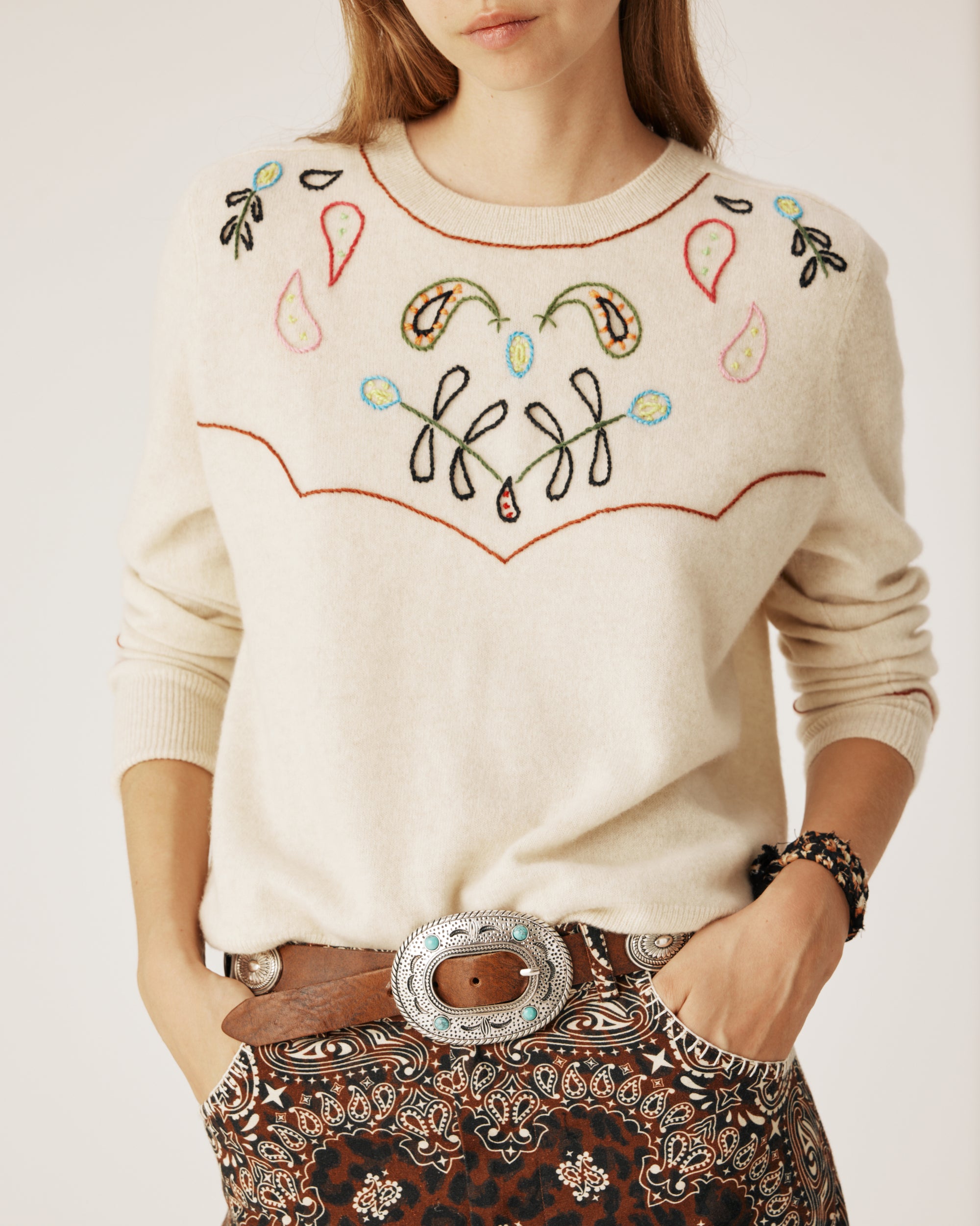 Western cream knitwear