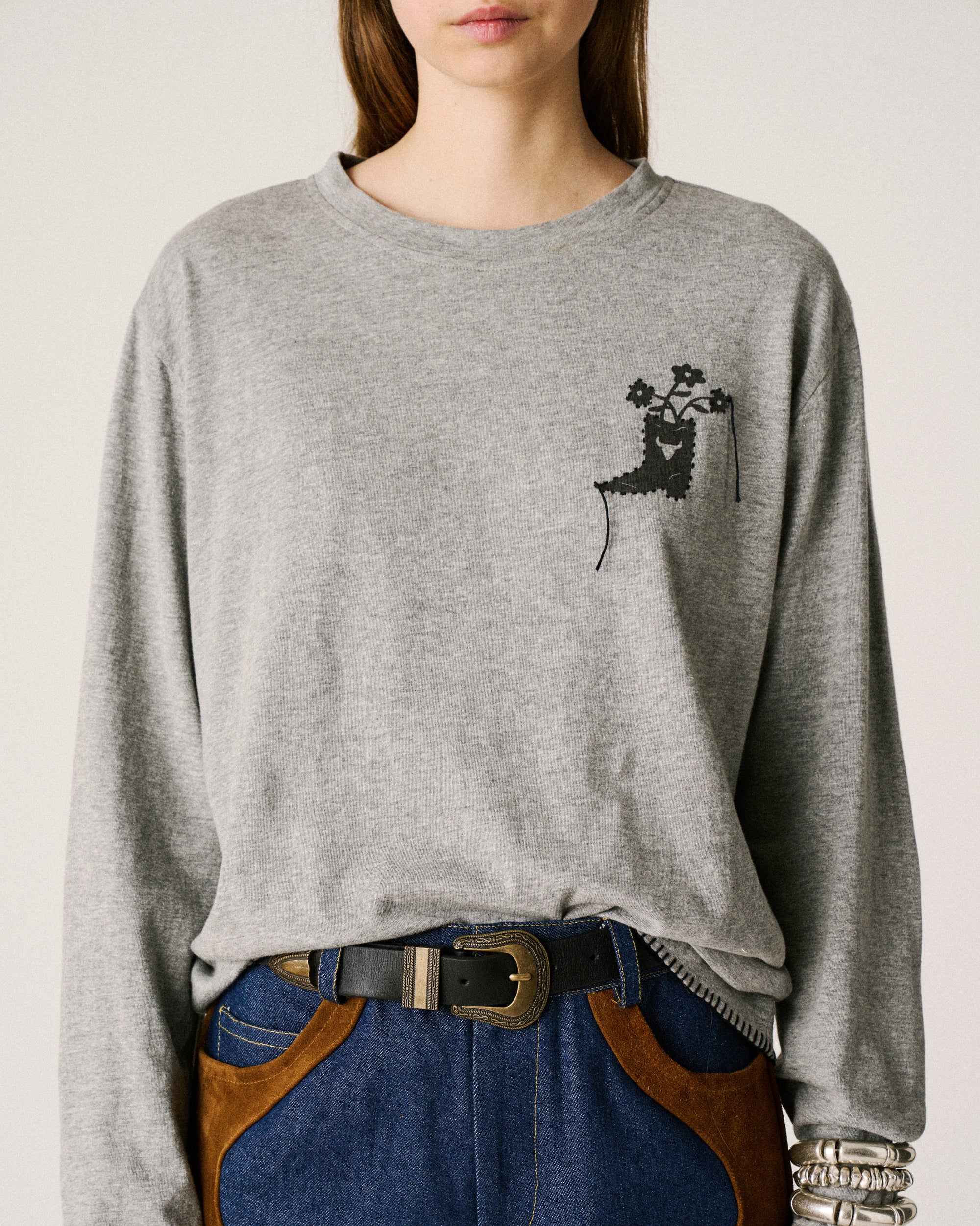 T-shirt à manches longues gris