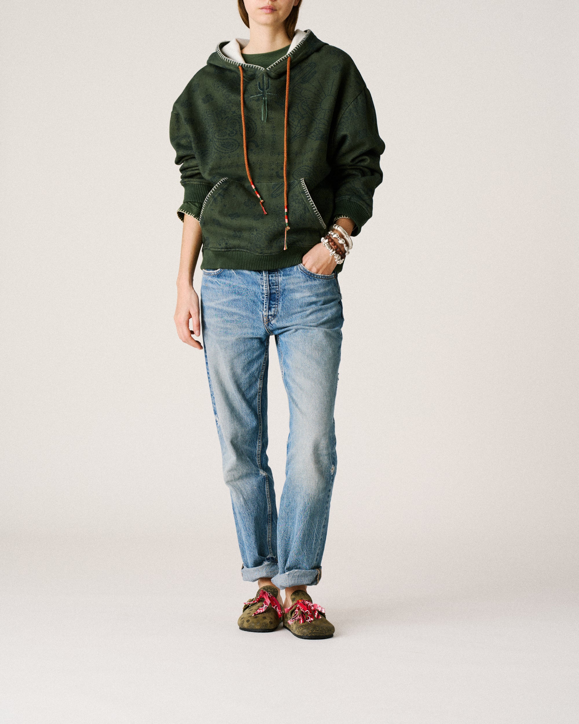 Sweat à capuche vert