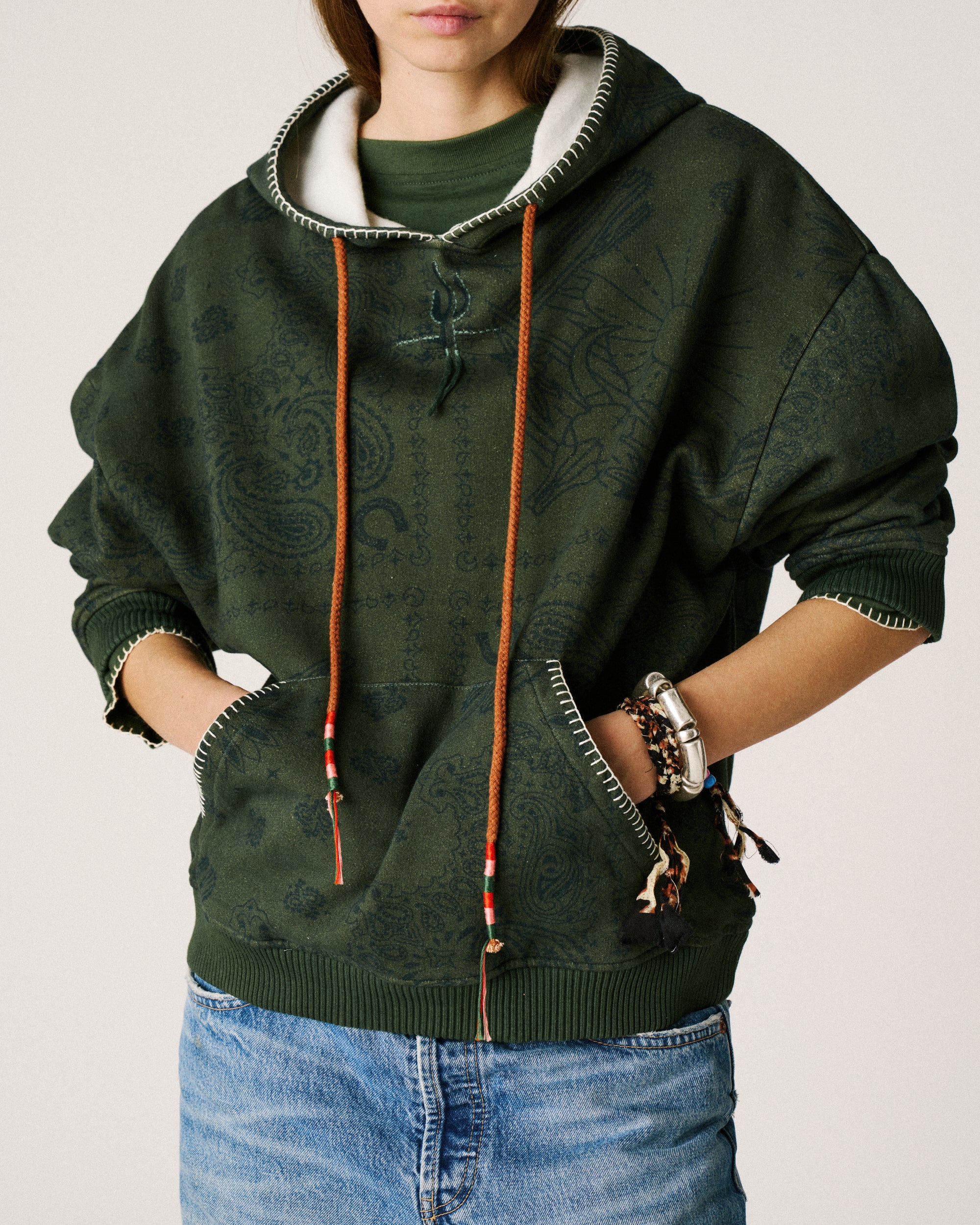 Sweat à capuche vert
