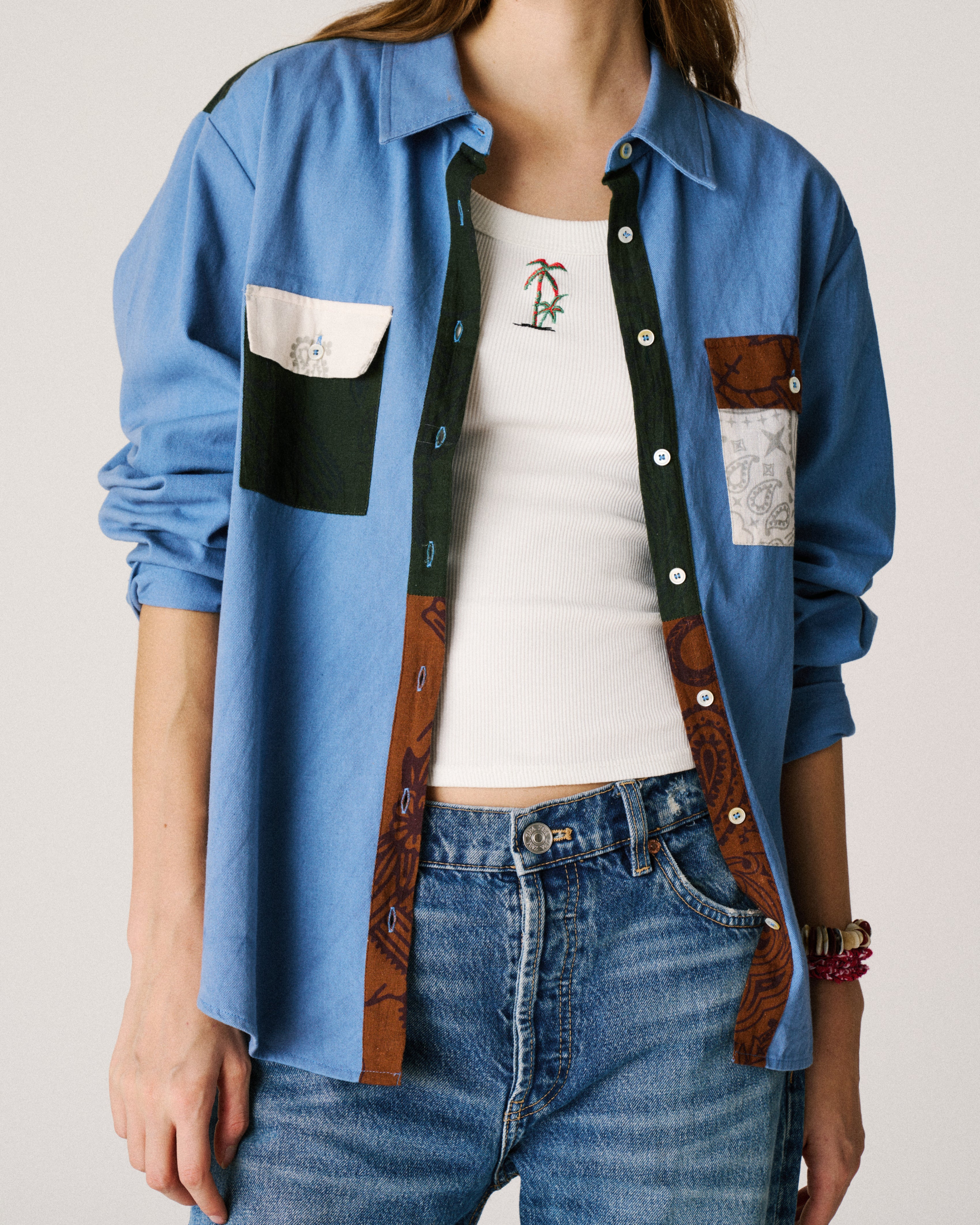 【極美品】DAIRIKU Patch Work Denim Shirt LOOK_14_ARIZONALOVE_ETE25_0038