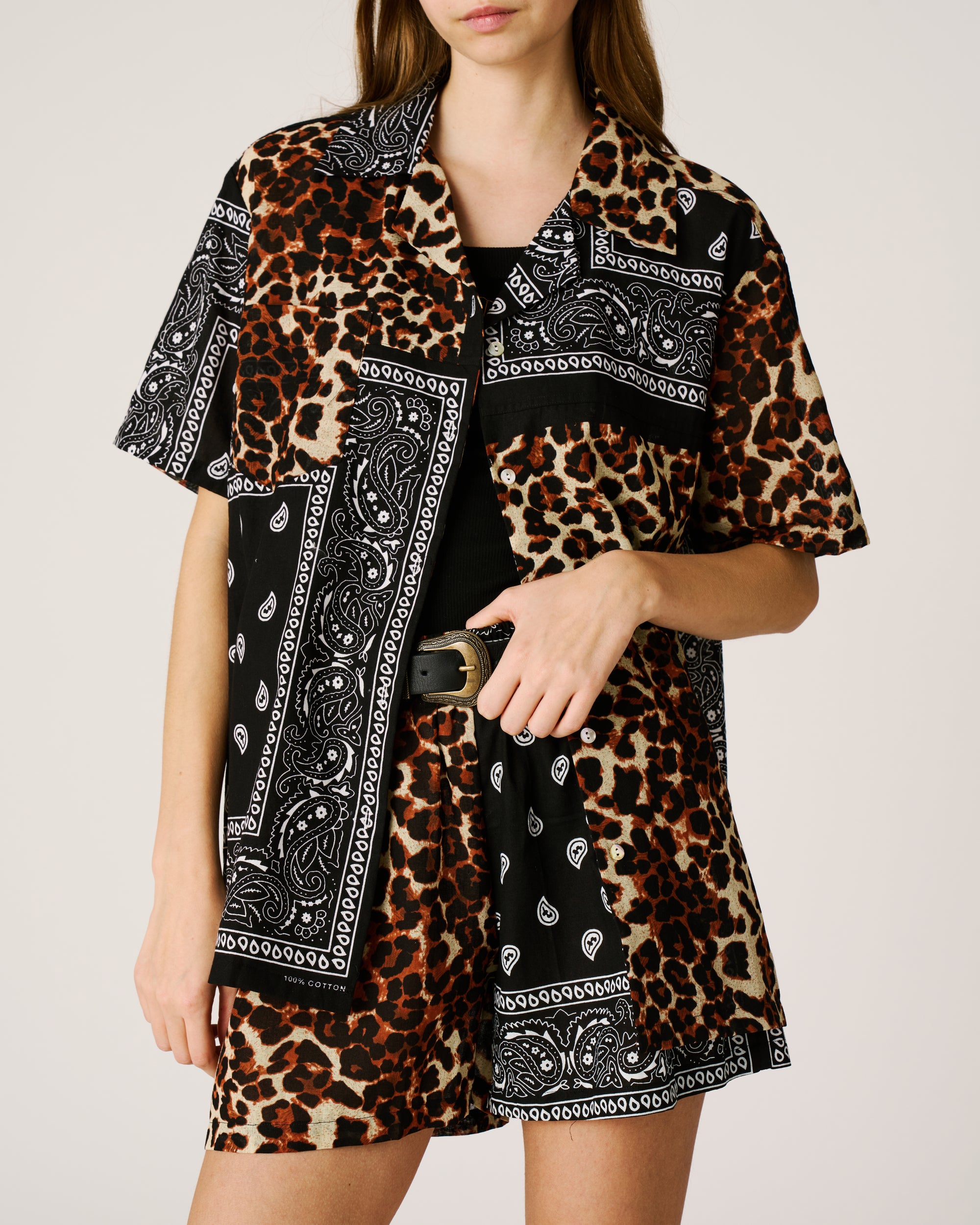 Bandana shirt leopard black