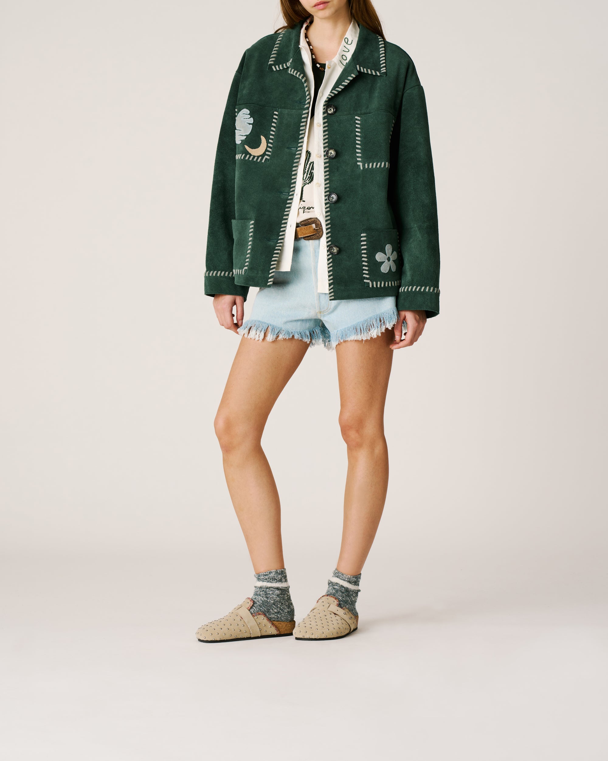 Veste en daim verte