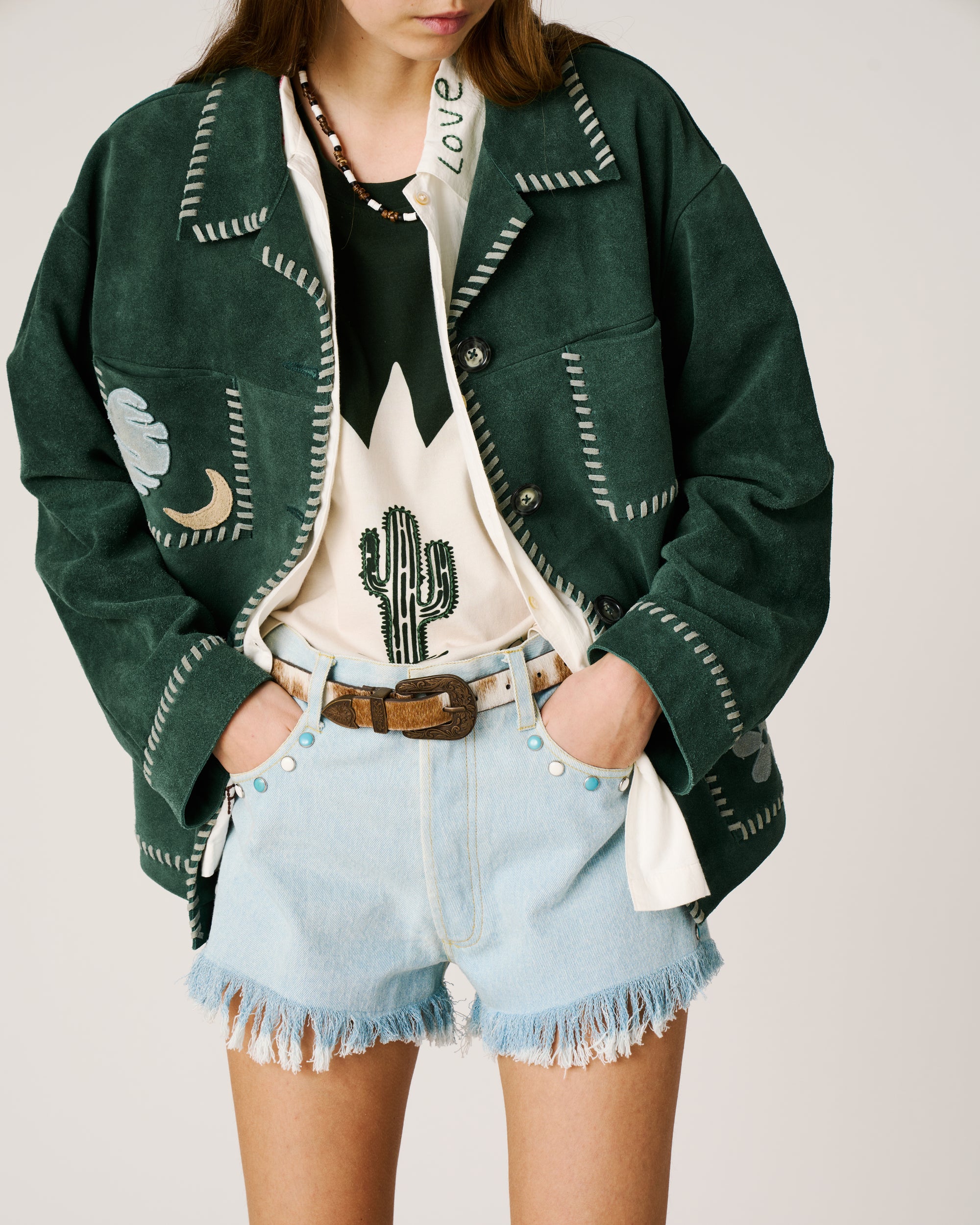 Veste en daim verte