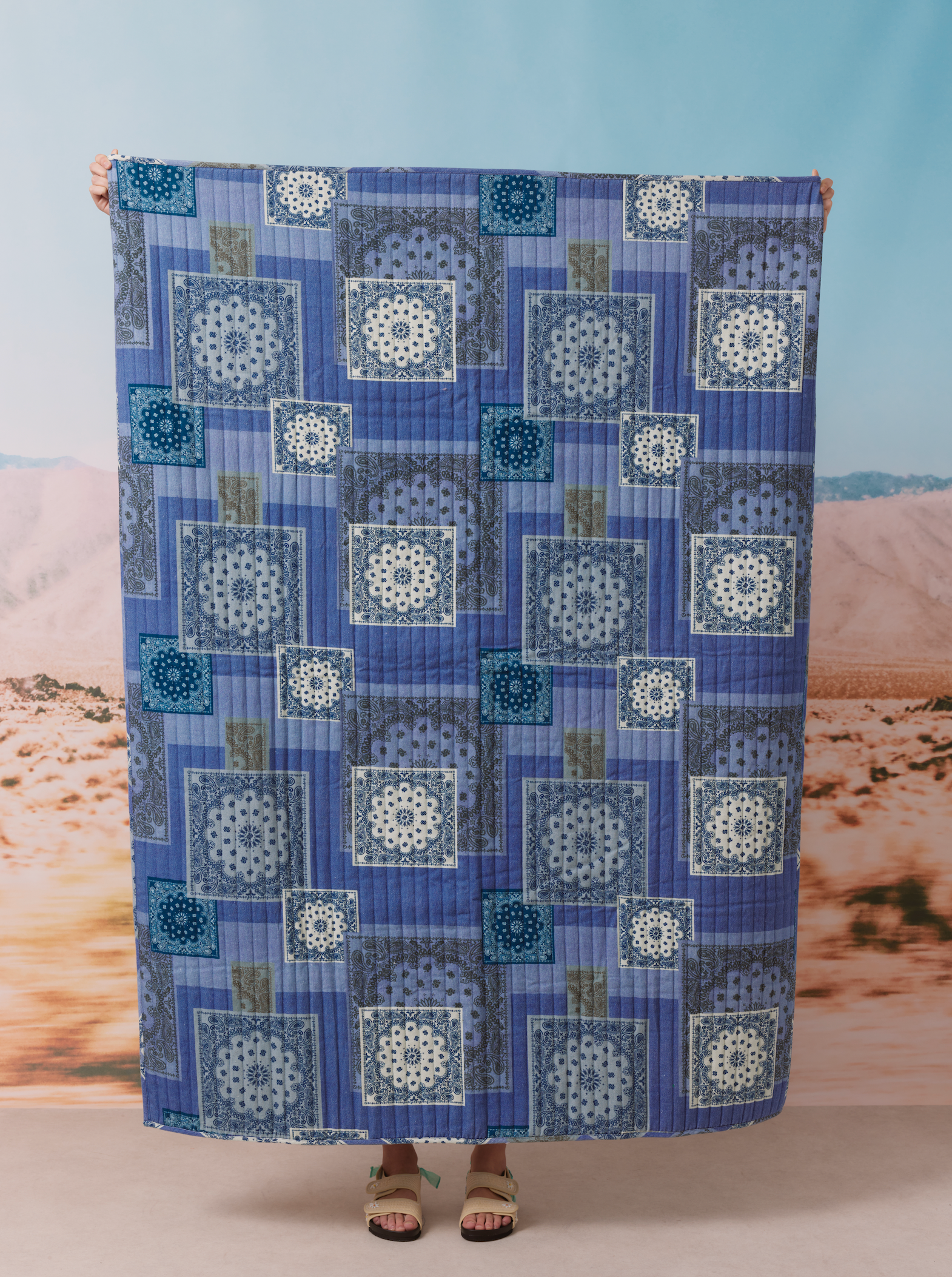 Couverture matelassée en jean
