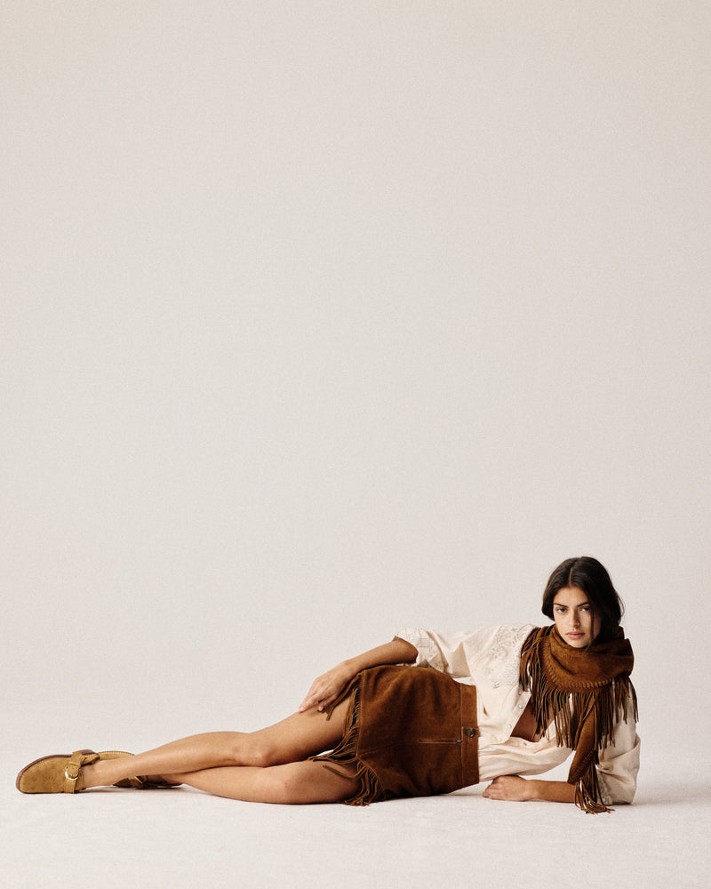 Suede Fringed Skirt