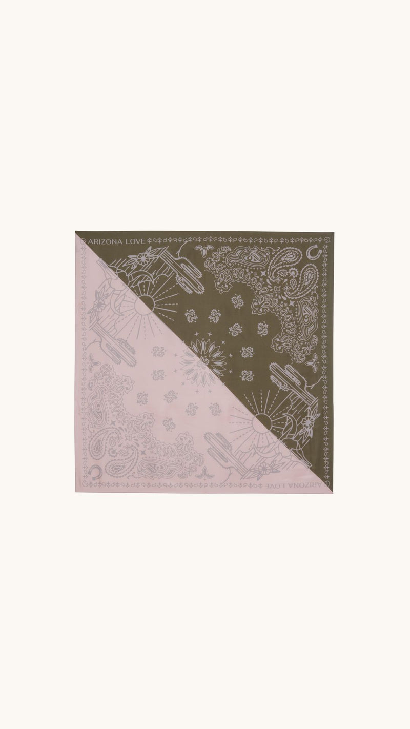 Silk scarf bandana baby pink & kaki