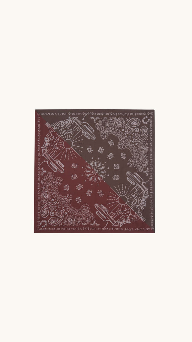 Silk scarf bandana burgundy & choco