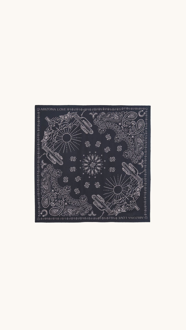 Silk scarf bandana black beads