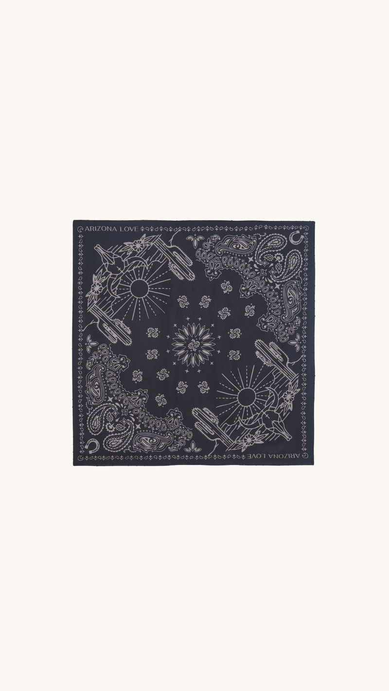 Silk scarf bandana black beads