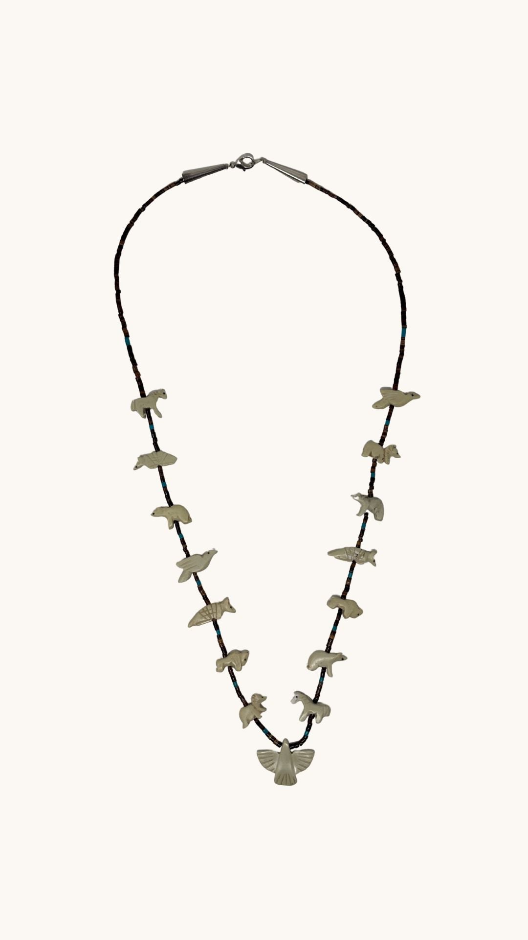 Collier long Power Animal multi-animaux blanc 