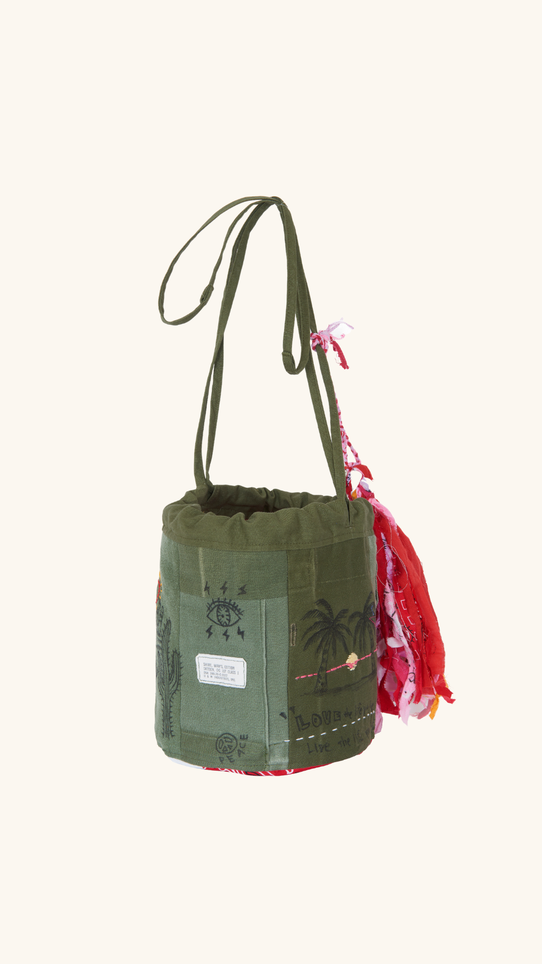 Sac bandana militaire kaki rouge