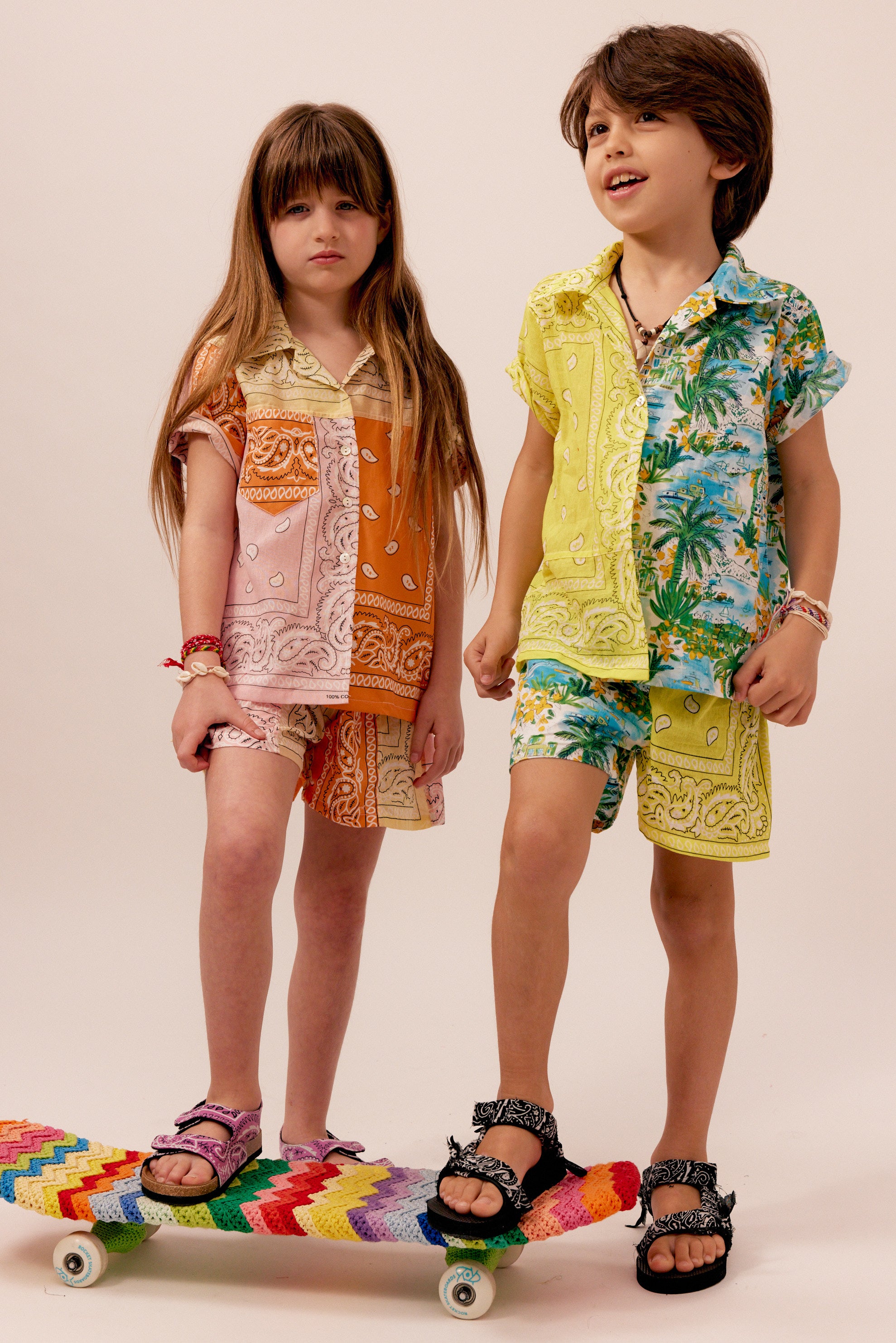 Short enfant Hawai bandana jaune