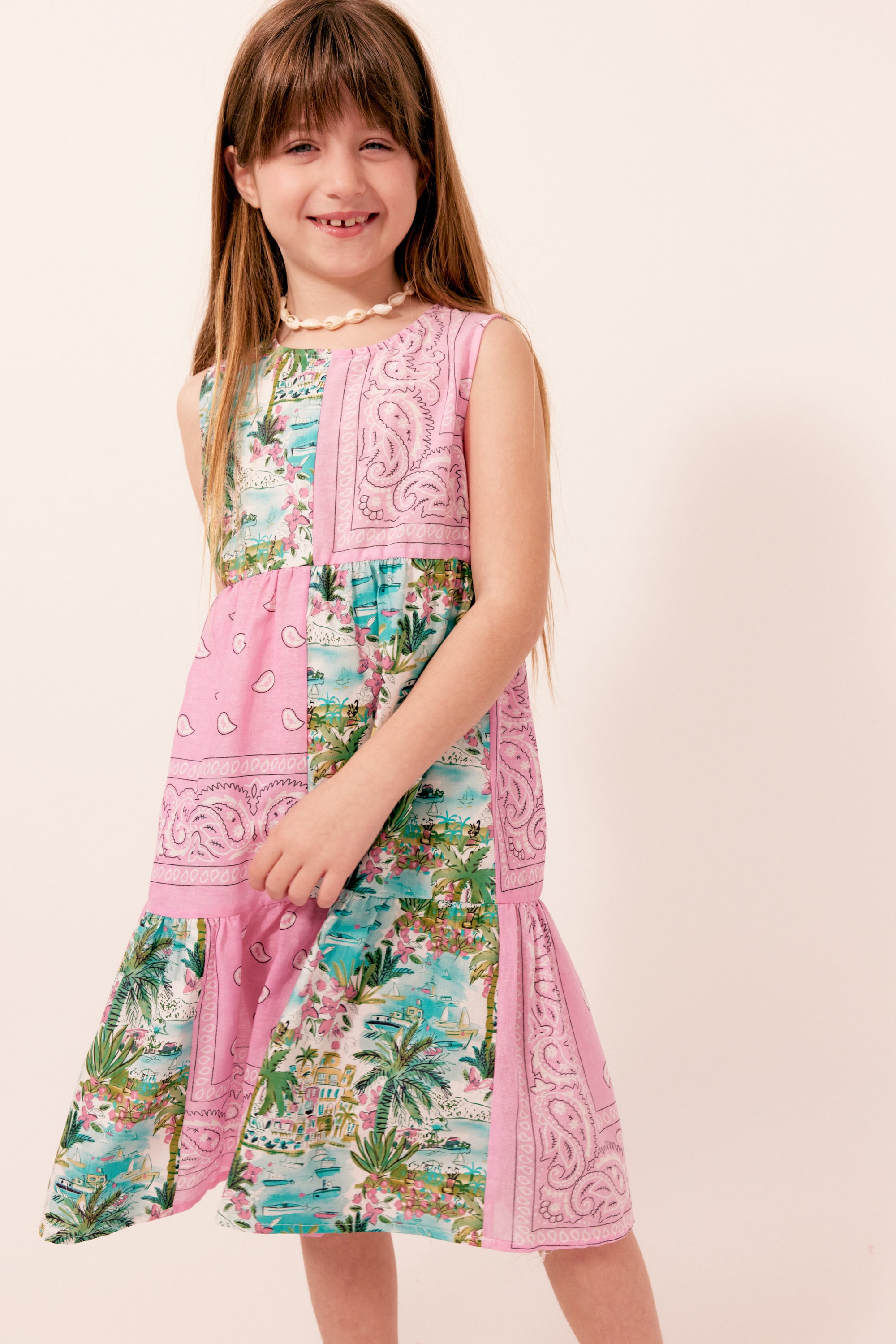 Robe enfant Hawai bandana rose