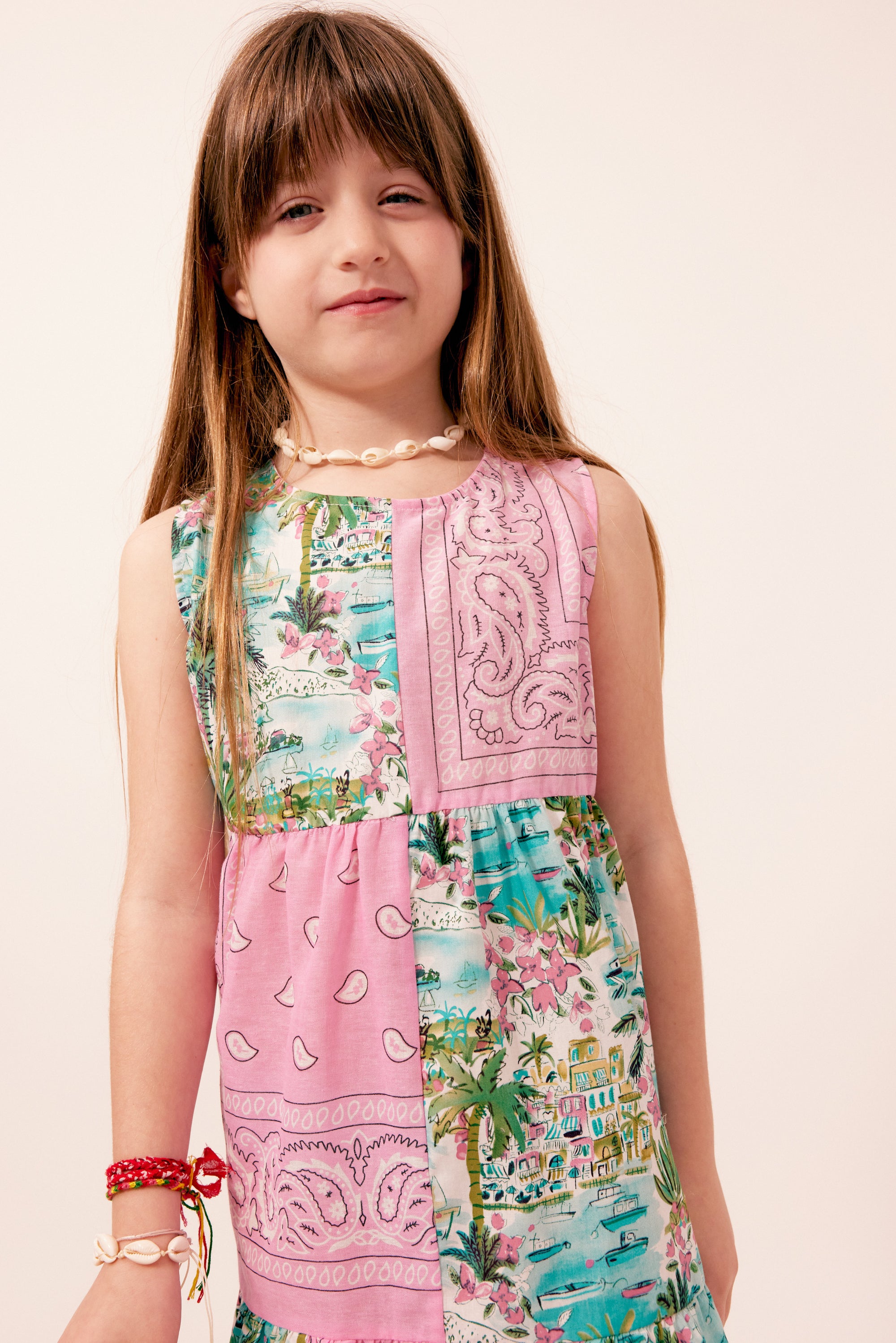 Robe enfant Hawai bandana rose