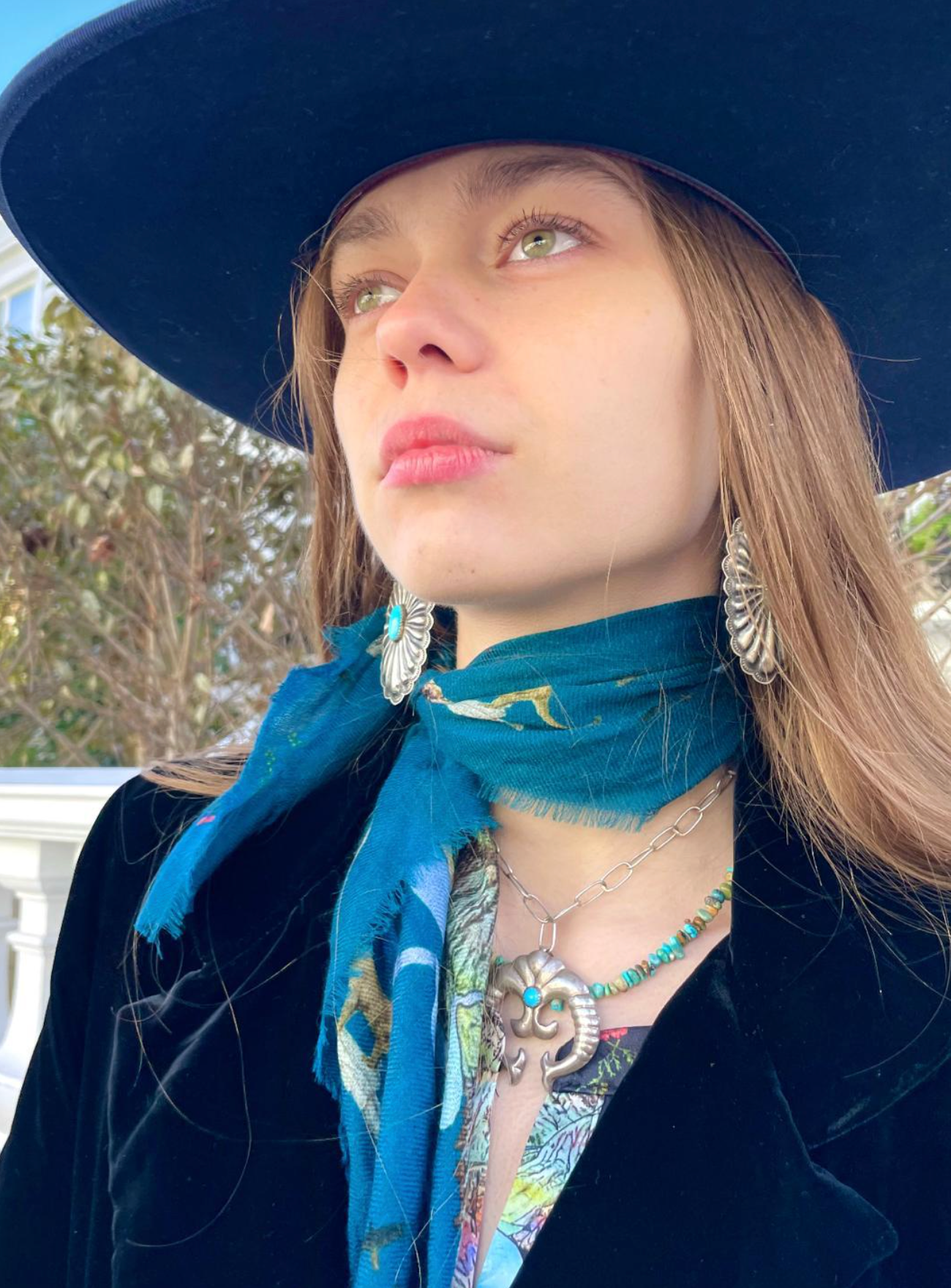 Bandana Canyon Cachemire Bleu Turquoise Multicolore