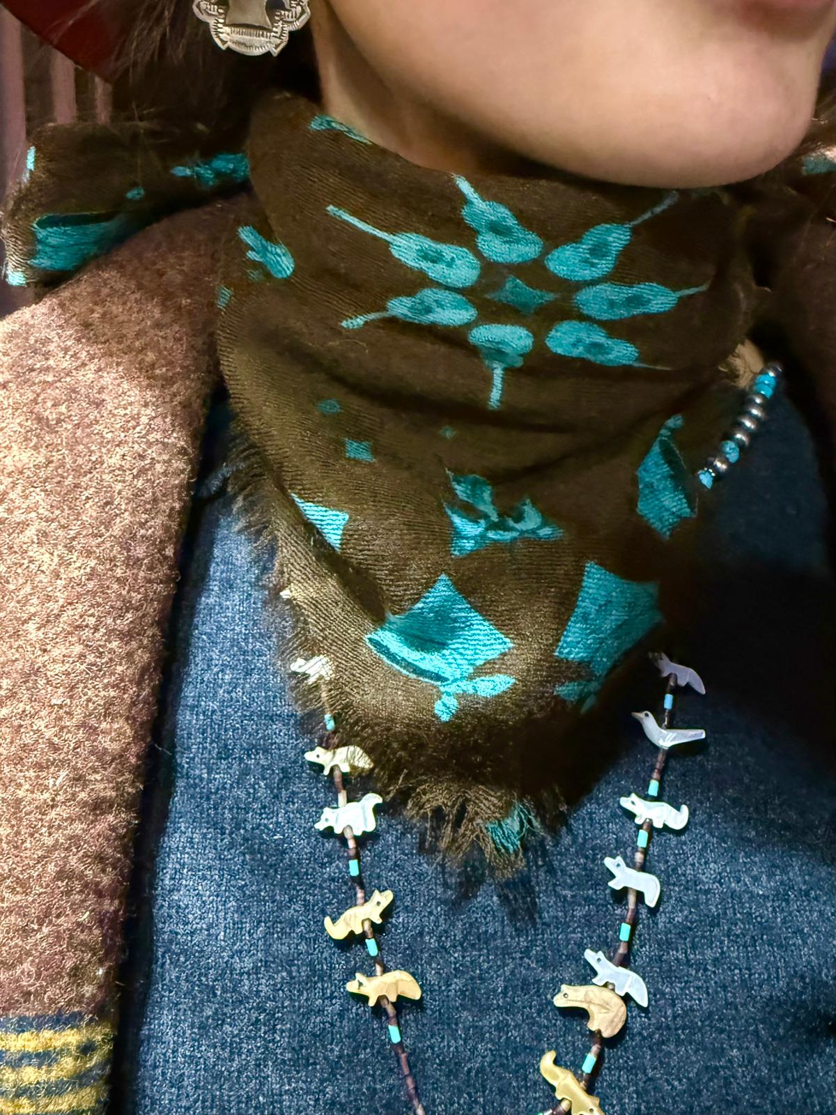 Bandana Canyon en cachemire marron et bleu