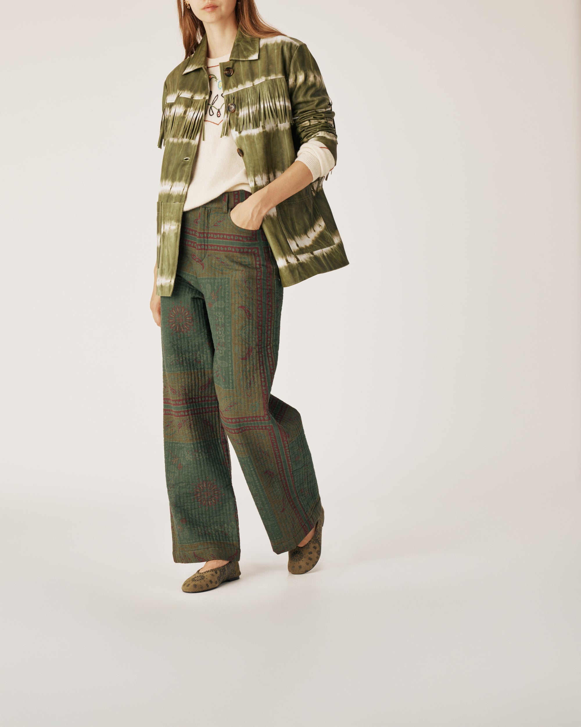 Boho green pants