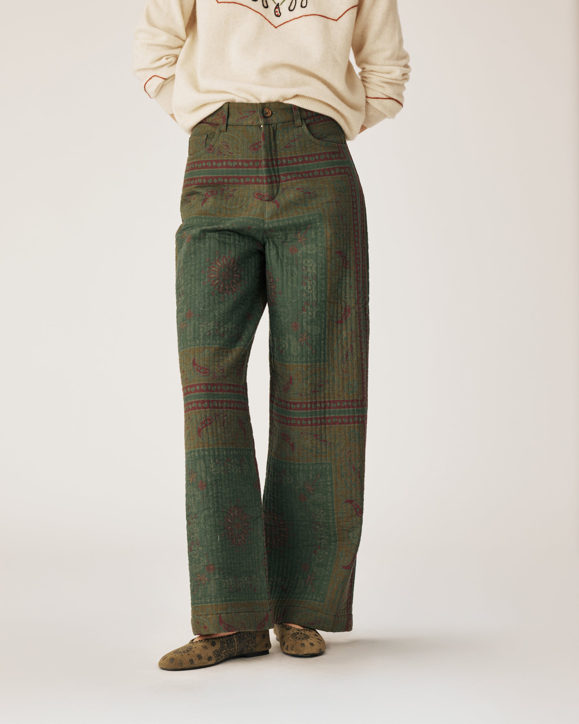 Boho green pants