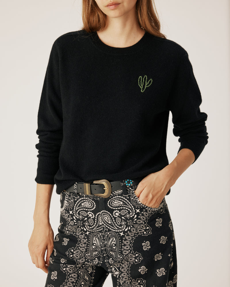 Pull Cactus en cachemire noir