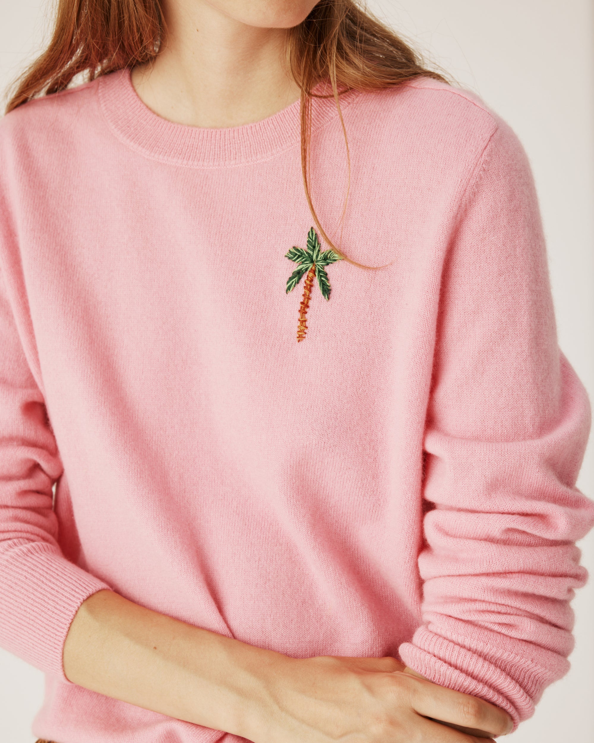 Pink palm knitwear