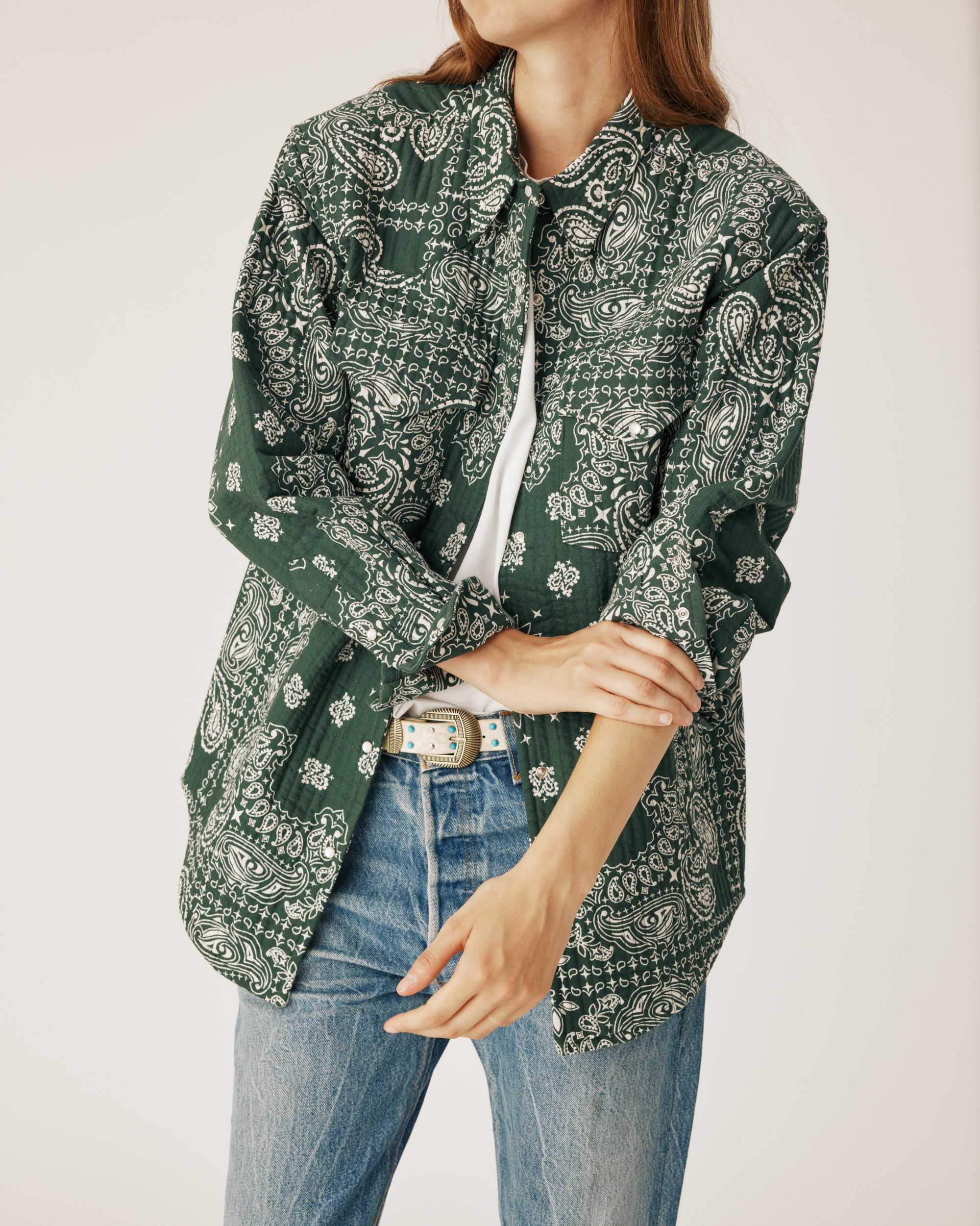 Chemise matelassée verte