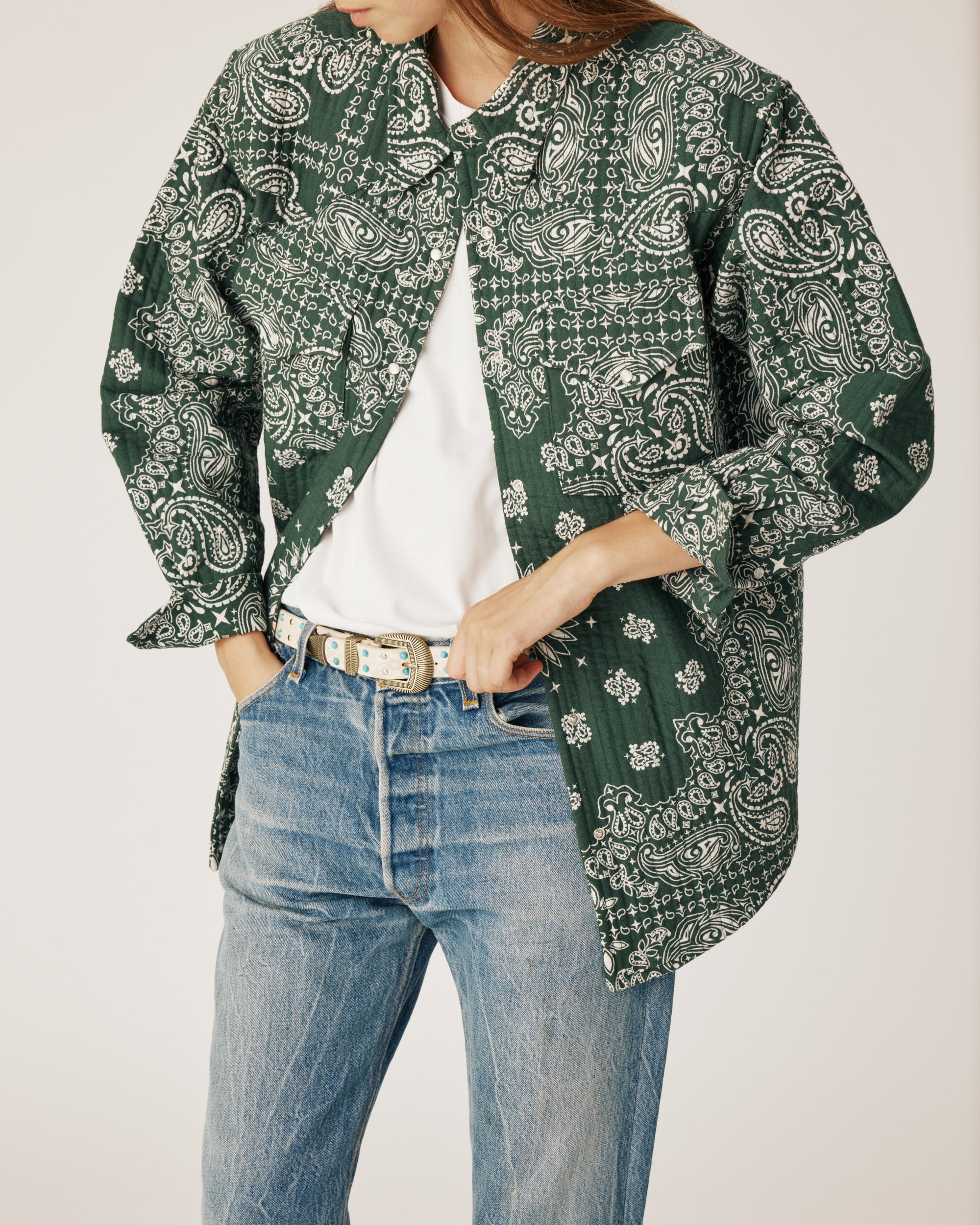 Chemise matelassée verte