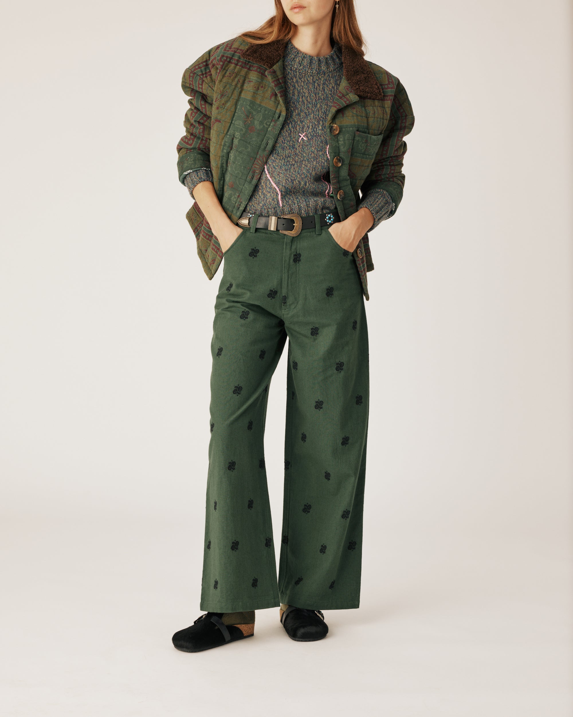 Kaki Paisley Pants