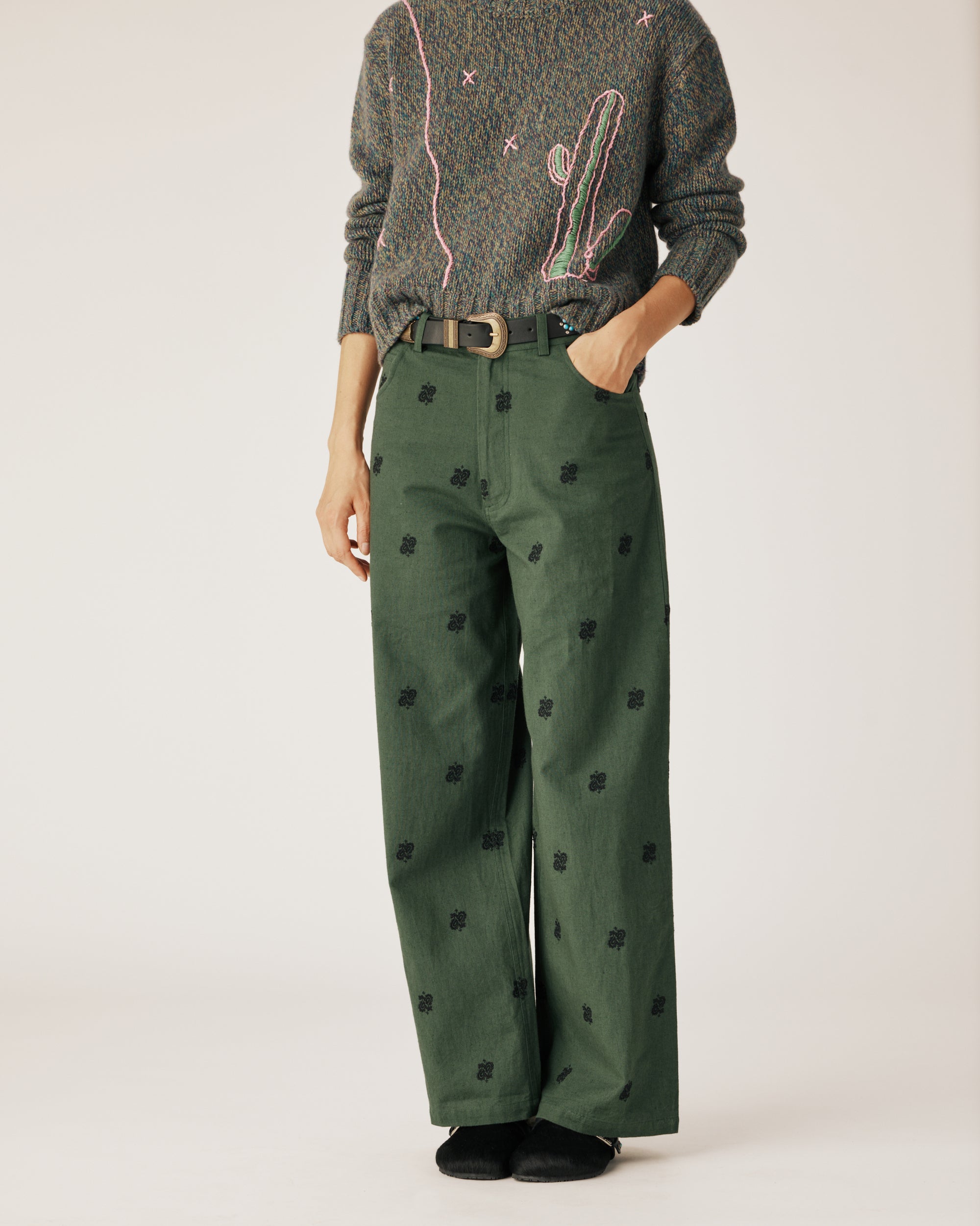 Kaki Paisley Pants