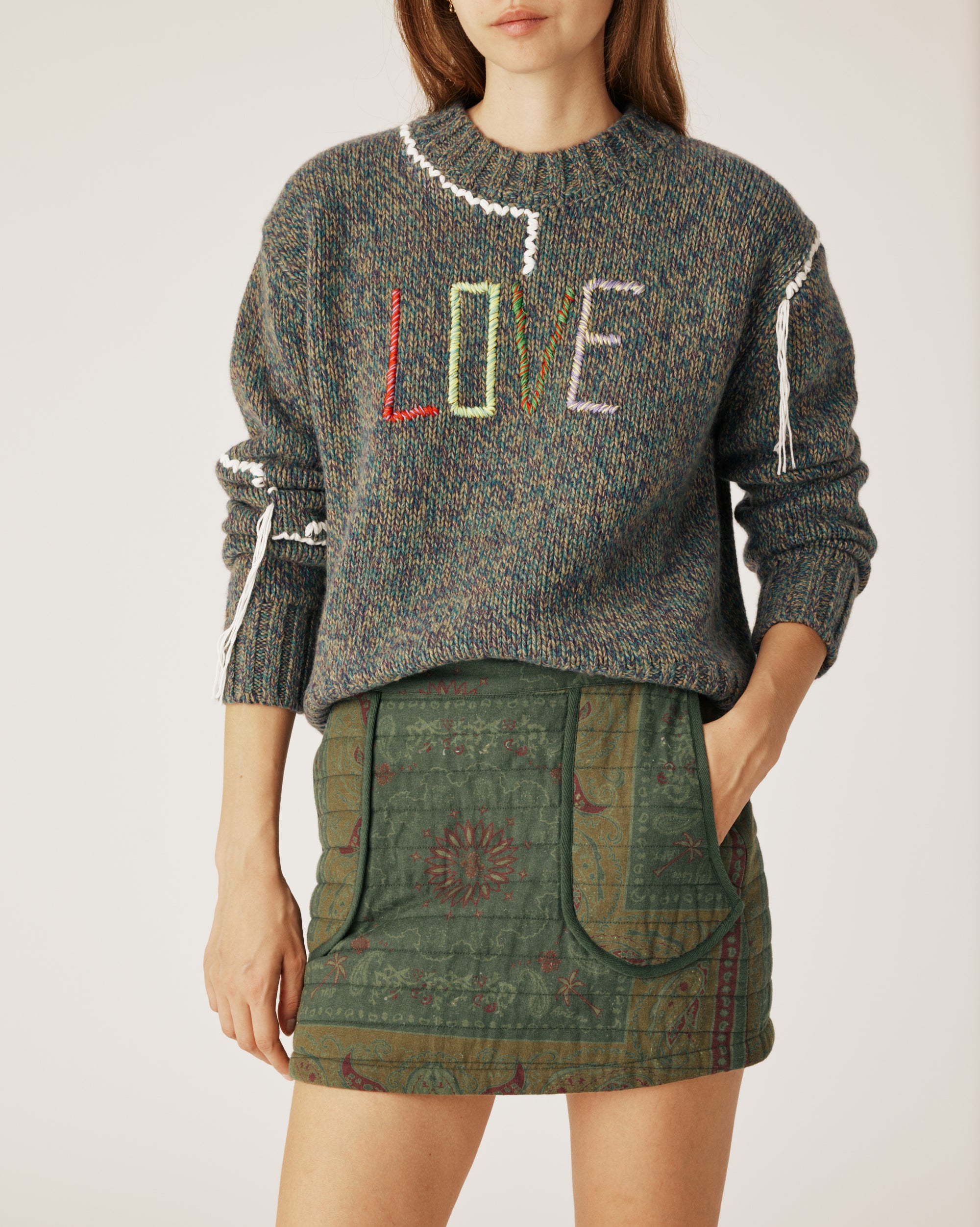 Boho green skirt