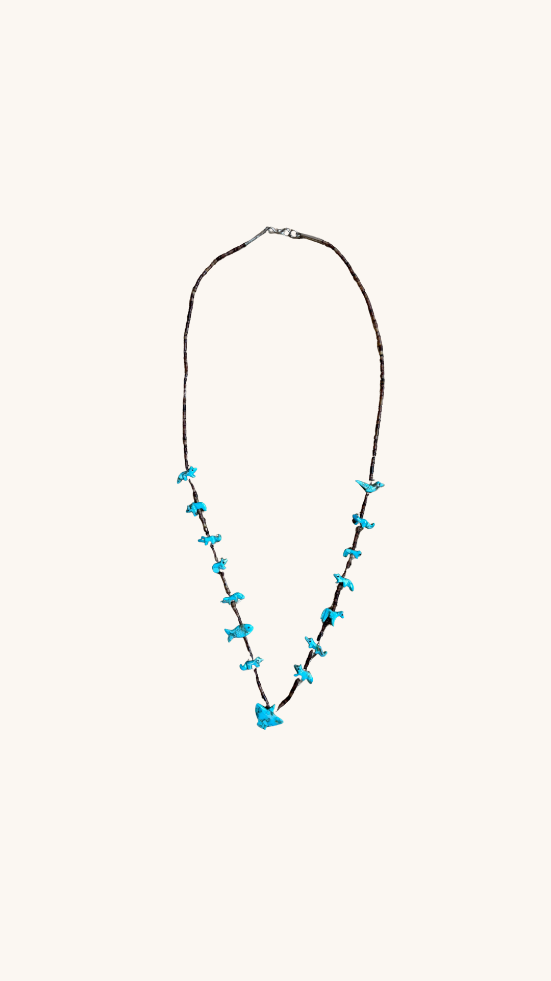 Collier long marron animaux 