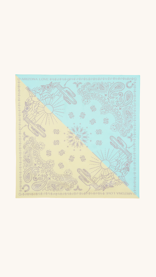 Silk scarf Aqua & Yellow Medium