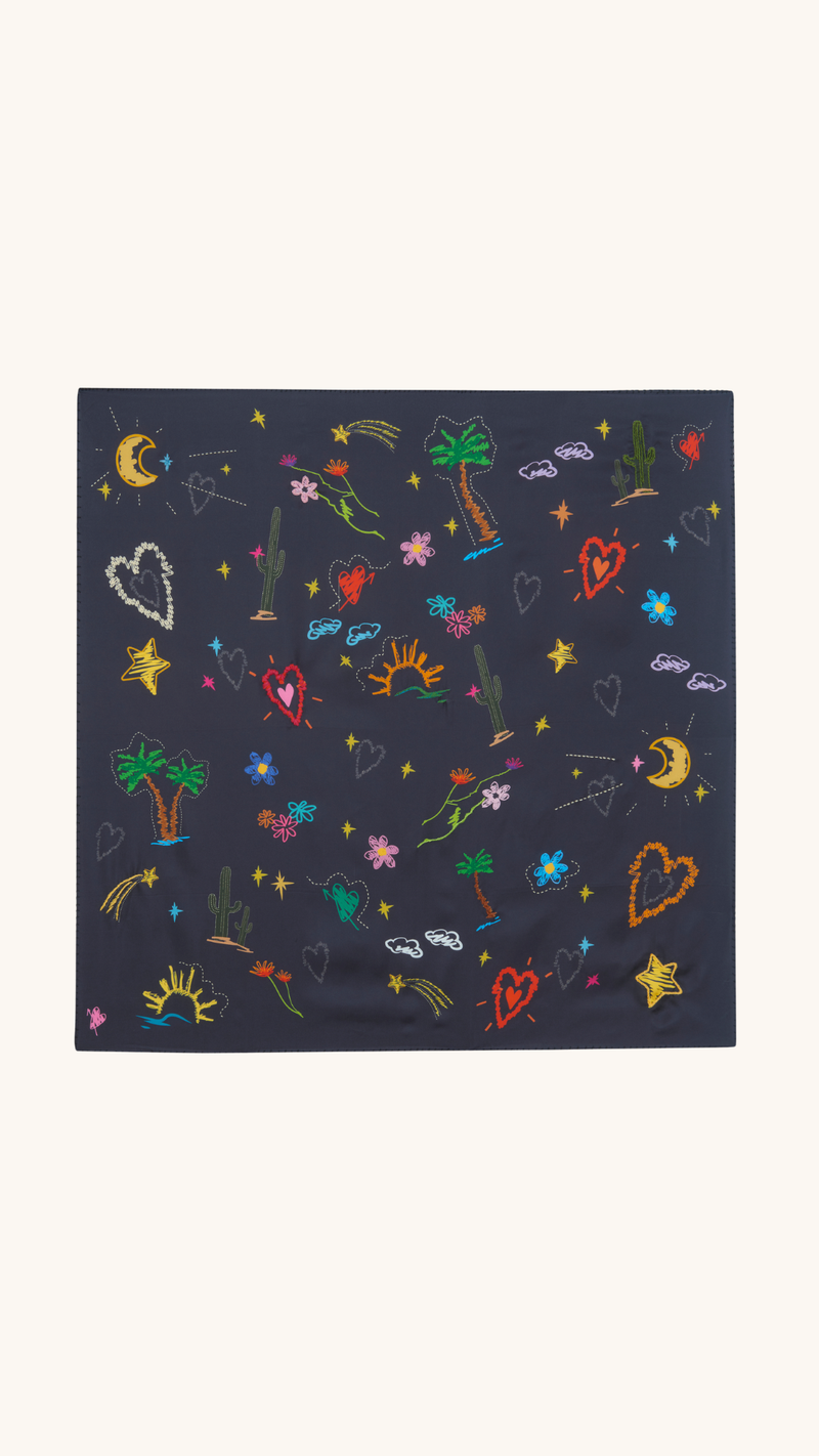 Silk scarf Embroidery Medium