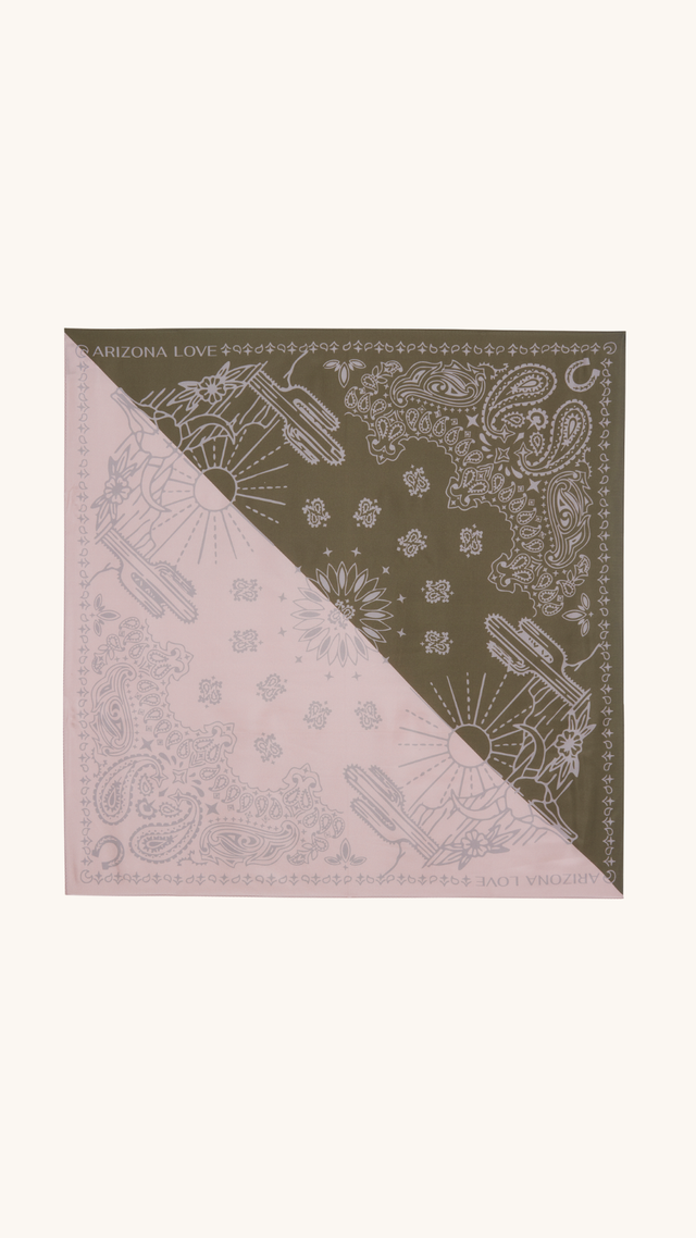 Foulard en soie Baby Pink & Kaki Medium