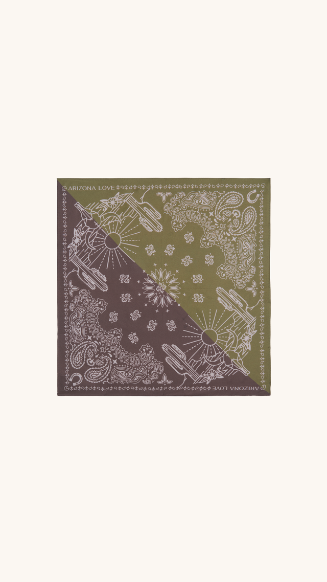 Silk scarf Kaki & Choco Small