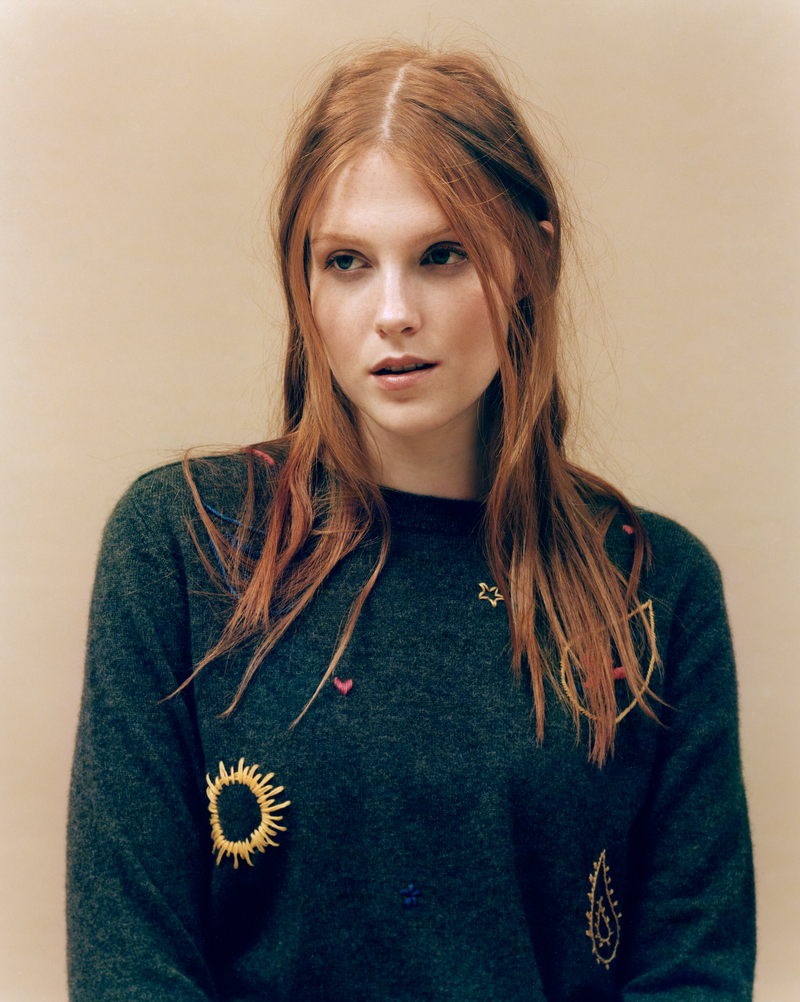 Pull Paisley en cachemire kaki