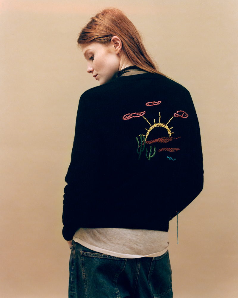 Pull Paisley en cachemire noir