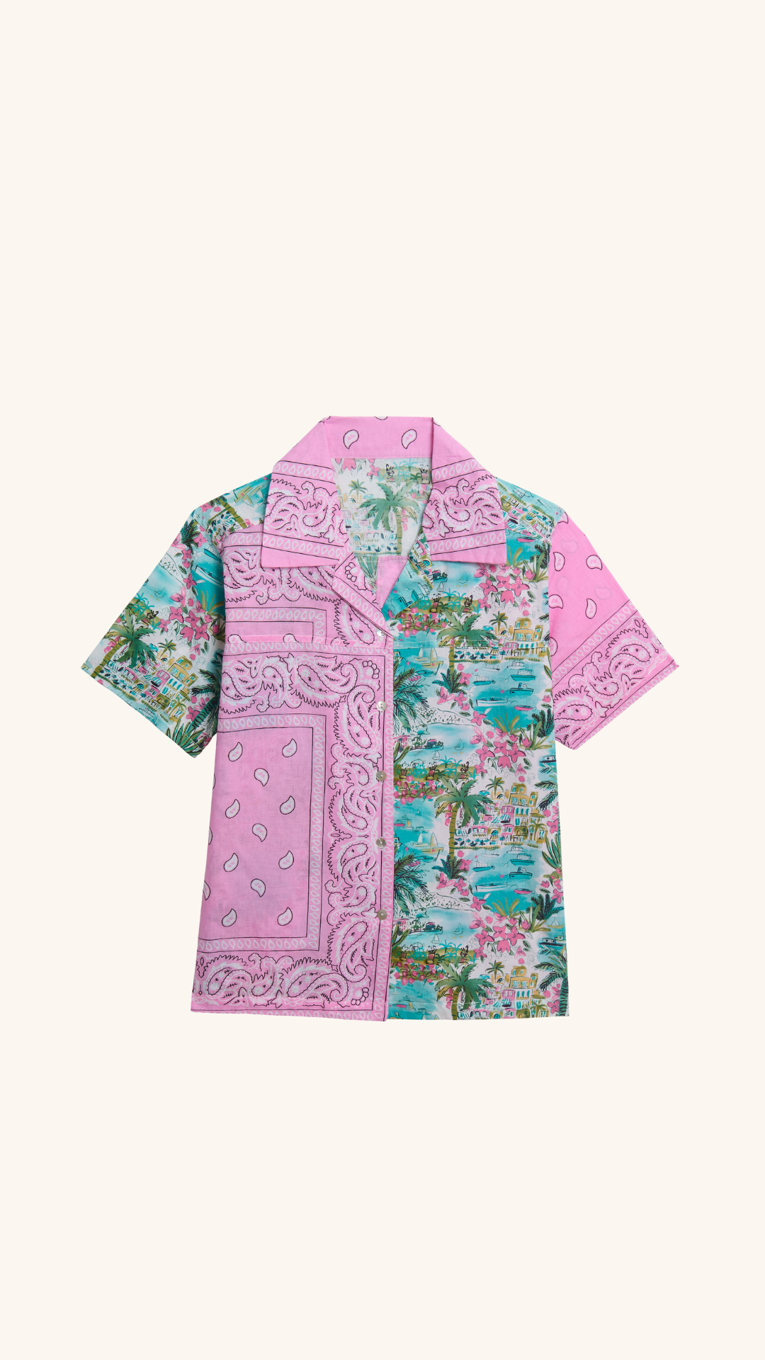 Chemise Hawaï bandana rose