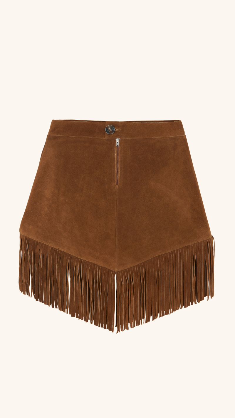 Suede Fringed Skirt