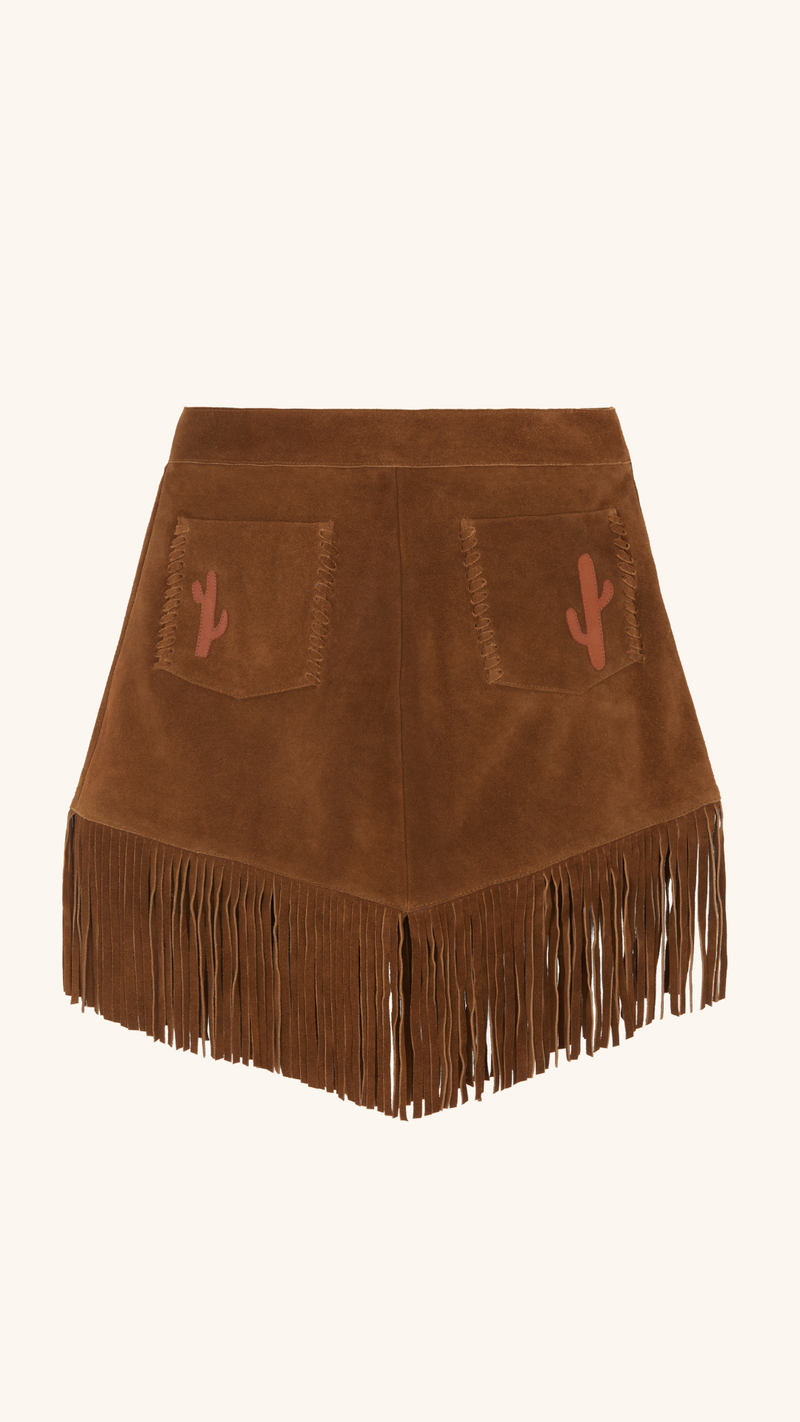 Suede Fringed Skirt